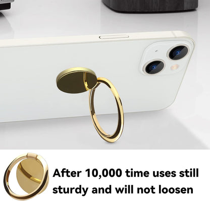 Metal Cell Phone Ring Holder Finger Ring Stand, 360 Degree Rotation Ring Kickstand Grip Holder for Magnetic Car Mount, Gold