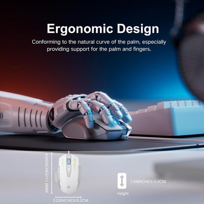 Wired Mouse, 4 Levels Adjustable DPI, 6 Programmable Buttons, Ergonomic Computer Wired Mouse for PC Laptop Computer for Working and Gaming - Plug & Play (White)