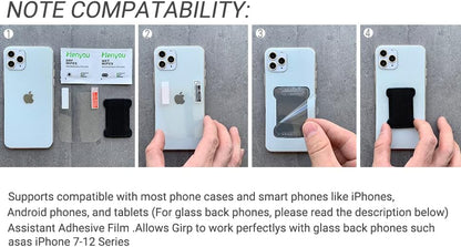 Universal Phone Grip for Smartphones - Phone Holder for Hand for Back of Phone - Wireless Charging Compatible (Gray) - 2Pack