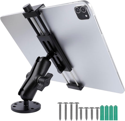 All-Aluminum Car Tablet Holder with Heavy Duty Drill Base, Compatible with iPad Pro Mini 4.7"-15" Samsung Galaxy Tab Tablets, Car Tablet Mount for Truck,Business ,Boat,Dashboard,Desk,Wall Mounting