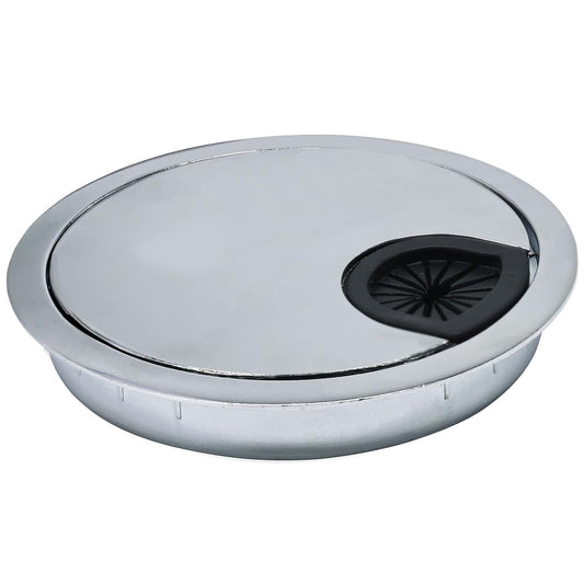 1 Pcs Desk Grommet 3-1/8" / 80 mm, Desk Cord Hole Cover, Cable Grommet Metal Zinc Alloy Materilal, Desk Hole Grommet for Home & Office Pc, Detachable Cable Cord Organizer-Bright Silver