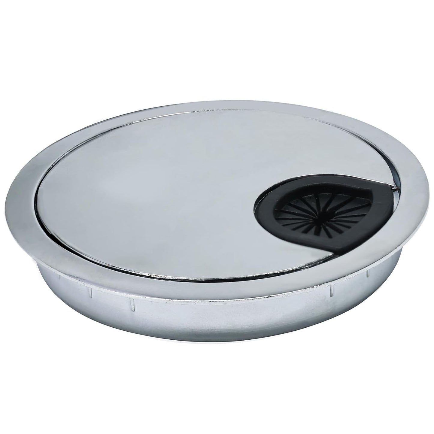 1 Pcs Desk Grommet 2-3/8" / 60 mm, Desk Cord Hole Cover, Cable Grommet Metal Zinc Alloy Materilal, Desk Hole Grommet for Home & Office Pc, Detachable Cable Cord Organizer-Bright Silver