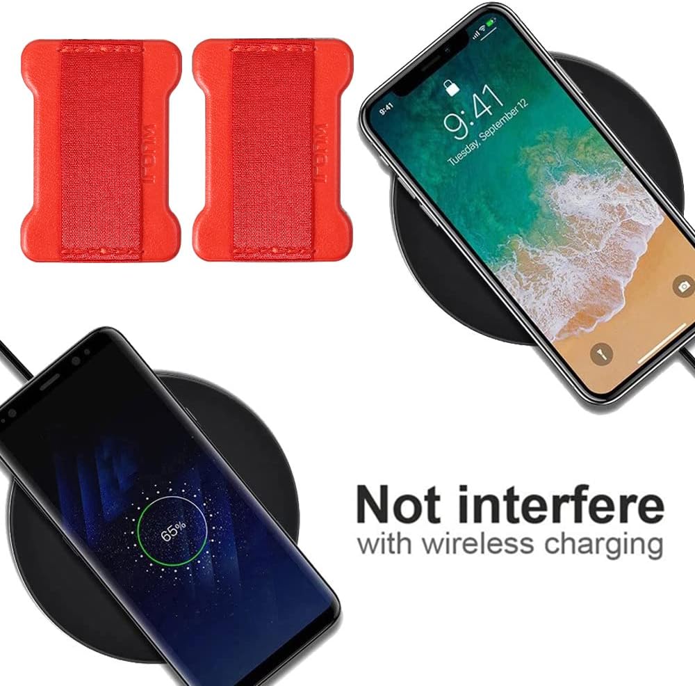 Universal Phone Grip for Smartphones - Phone Holder for Hand - Wireless Charging Compatible (Red) - 2Pack