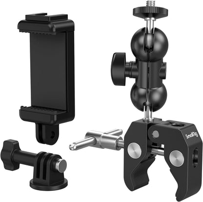 SMALLRIG Camera Mount Kit, Ball Head Magic Arm With Clamp, Super Clamp With Non-Slip Threads for GoPro, Webcam, Camera, Phone, Monitor and Light