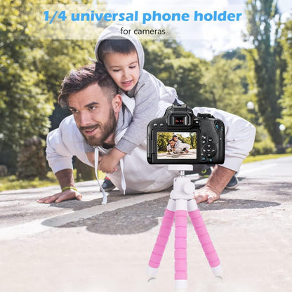 Ubeesize Portable Tripod Stand with Wireless Remote & Clip, Flexible Phone Holder for Video Recording (Pink)