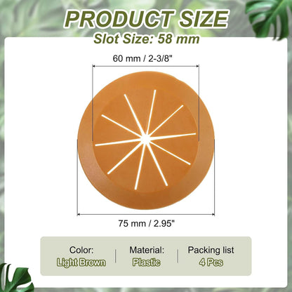 PATIKIL Desk Grommet 2-3/8", 4 Pcs Round Cable Grommet Cord Hole Cover with Adhesive Tape Flexible Table Wire Organizer for Office Home Table Countertop, Light Brown