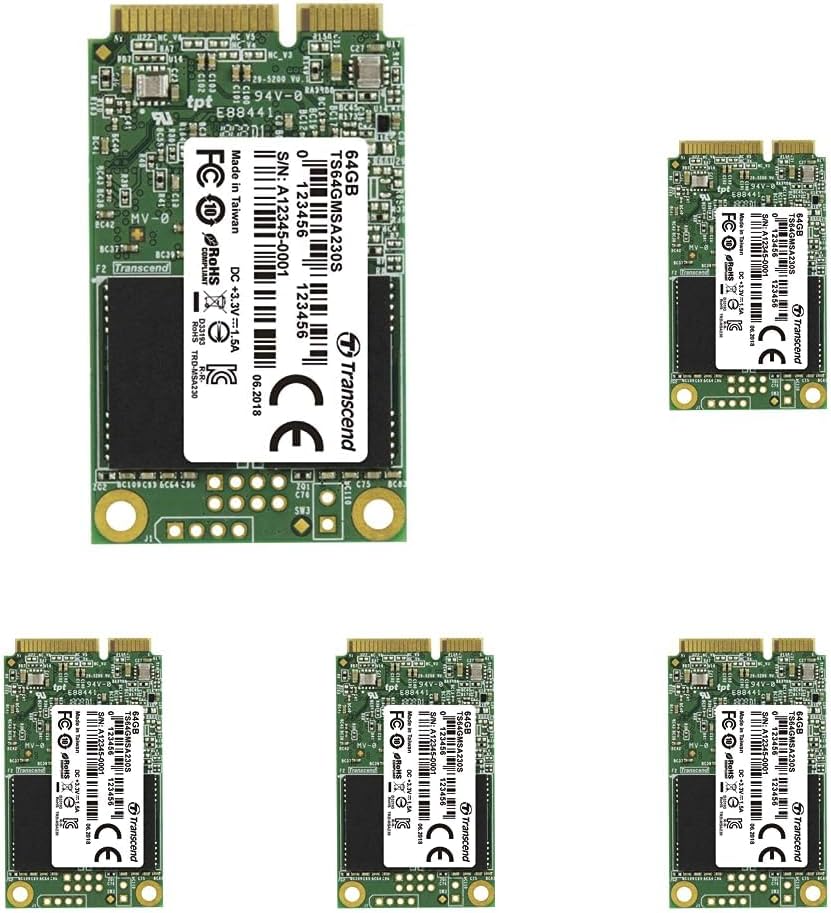 Transcend 64GB SATA III 6GB/S MSA230S mSATA SSD 230S Solid State Drive TS64GMSA230S (Pack of 5)