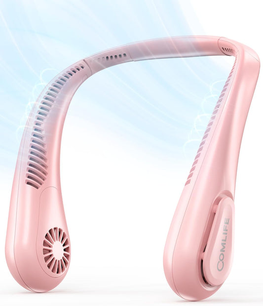 Portable Bladeless Neck Fan, 5000mAh Rechargeable Battery, 3 Speeds, Workout Essential, 360°Airflow, Twistable, Personal Wearable Neck Fan for Sports Outdoor Indoor, Gifts for Man Woman Family