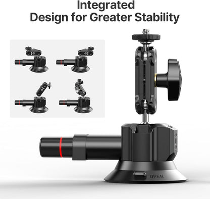 Suction Cup Mount for Action Cameras iPhone - ULANZI SC-01 3in Pump-actived Vacuum Suction Mount Magic Arm Phone Holder Action Cam Adapter Car Boats Windshield Window Mount for Action Cameras