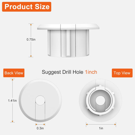 Wall Bushing Grommet for Starlink Dishy Router Ethernet Adapter Cable, Starlink Cable Routing Kit Feed-Through for 1 inch Wall Hole and Furnitures Wire Hole(White, 2 Pack)