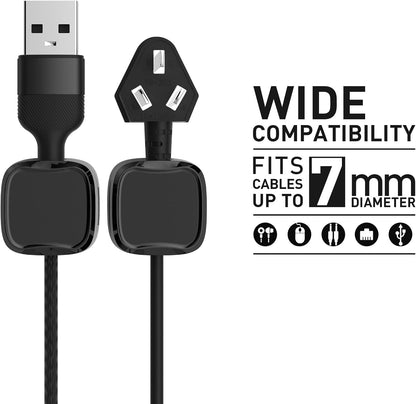 12 Pack Cable Clips, Cord Organizer, Cord Holder for Nightstand, Magnetic Cord Organizer, Strong Adhesive Charging Cable Keeper, Clip Holder