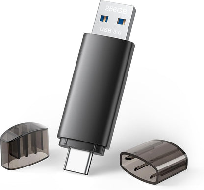 256GB USB C Flash Drive Dual USB 3.0 Flash Drive Type C + USB A Portable Type-C Flash Drive 2-in-1 USB-C Thumb Drive for Smartphone Tablet Computer Mac iPhone 15