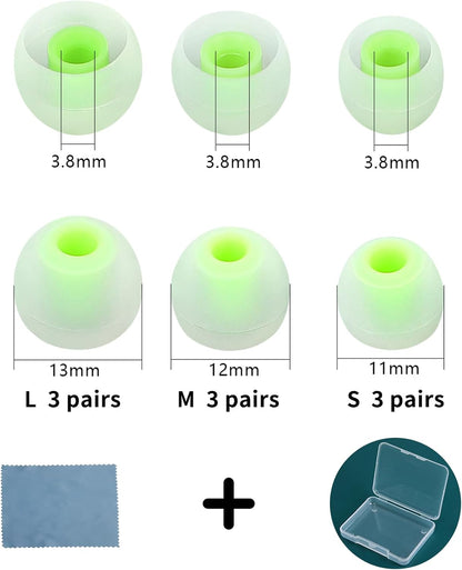 Earbud Tips Ear Bud Tips Soft Anti Slip Washable and Reusable Silicone Replacement Earbud Tips Fit Most in-Ear Earbuds(Inner Hole 3.8mm -5.1mm) 18pcs S M L
