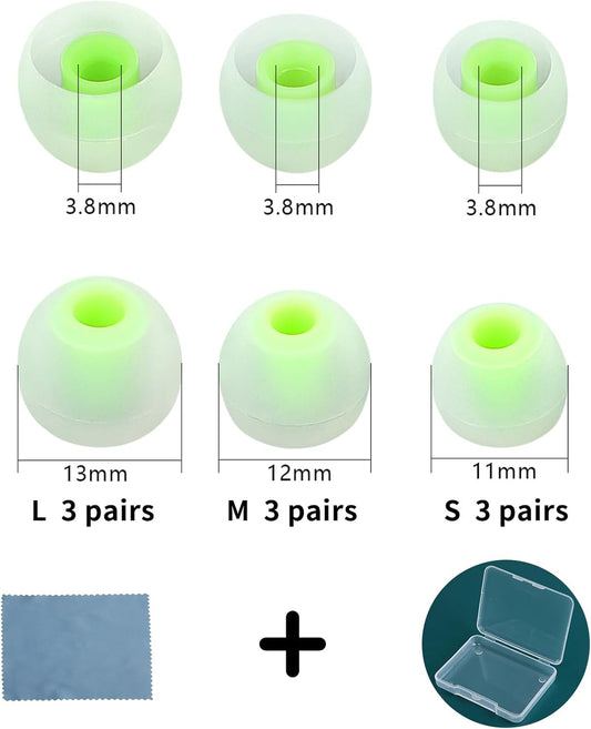 Earbud Tips Ear Bud Tips Soft Anti Slip Washable and Reusable Silicone Replacement Earbud Tips Fit Most in-Ear Earbuds(Inner Hole 3.8mm -5.1mm) 18pcs S M L