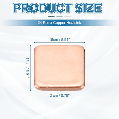 PATIKIL Copper Heatsink Pad Shims, 24 Pcs 15x15x2mm Copper Pad Shim IC Chipset GPU CPU Thermal Heatsink for Cooling Laptop Desktop Computer