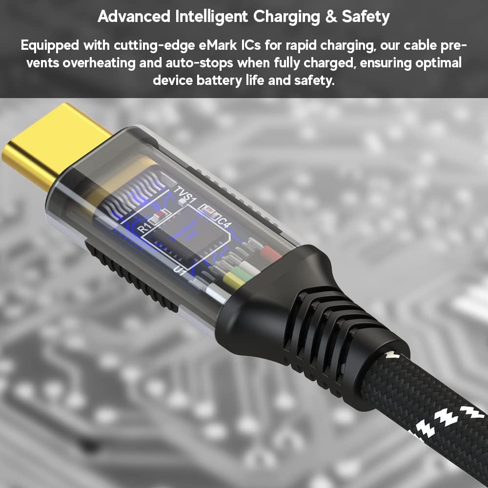 LINKUP USB 4.0 USB C to USB C Cable | Thunderbolt 4/3 Compatible | Type C Charger for MacBook and iPhone | 240W Fast Charging | 40Gbps Data Transfer | 8K@60Hz Display Cord | Use with all USB C devices