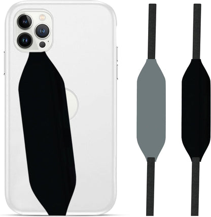 Phone Grip Strap - Reversible Finger Holder for Phone Back, Customizable Anti-Slip Design, Wireless Charging Compatible Detachable Holder for iPhone - Black & Grey