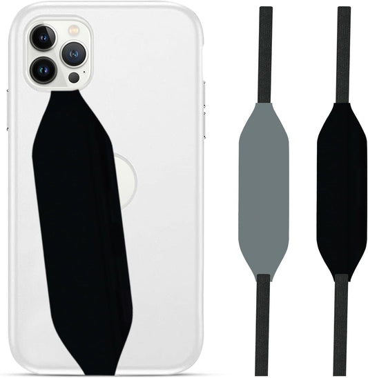 Phone Grip Strap - Reversible Finger Holder for Phone Back, Customizable Anti-Slip Design, Wireless Charging Compatible Detachable Holder for iPhone - Black & Grey