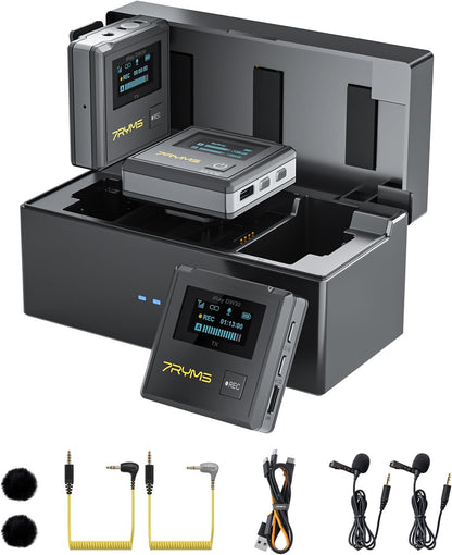 iRay DW30 Wireless Lavalier Microphone with 16GB Internal Recording, Lav Mic Input, USB-C Output, 2.4GHz Wireless Mic for Camera, iPhone, PC - Ideal for Vlogging, Live Streaming, and Video Recording