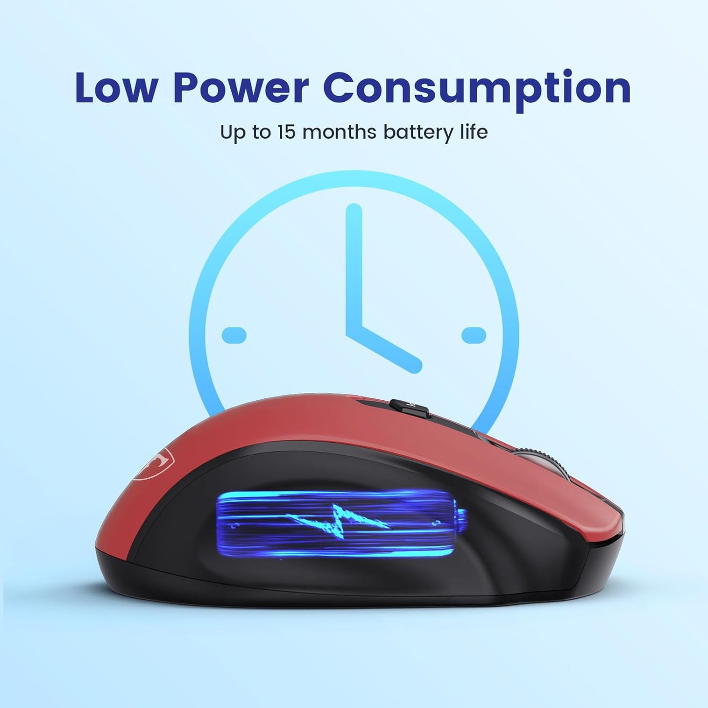 Wireless Mouse, D-09 Computer Mouse USB Cordless Mice for Laptop, Ergo Grips, Lightspeed 5-Level 2400 DPI, 16 Months Battery, Portable for PC Mac Chromebook (Red, 1 Pack)