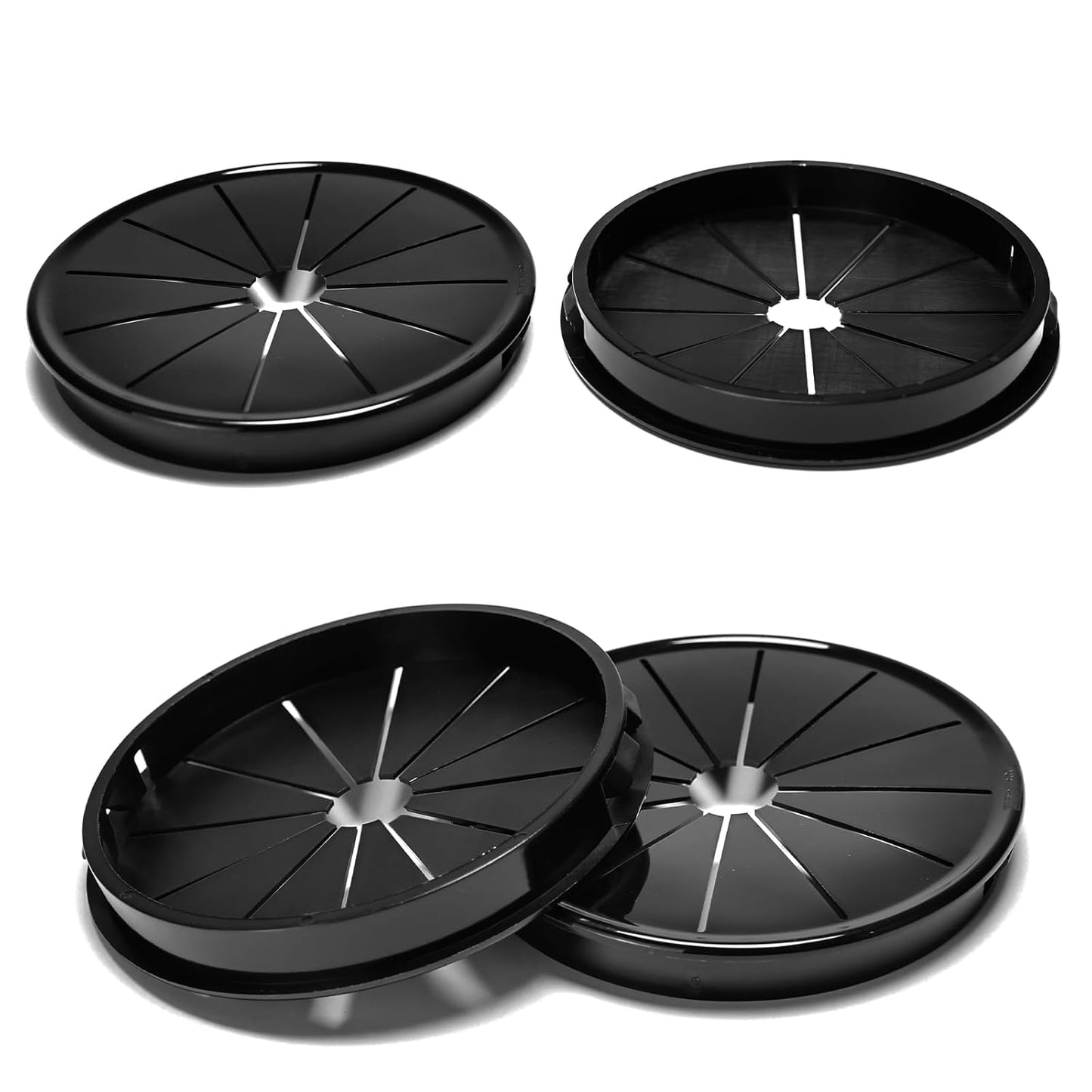 4 Pcs Cable Grommet, Snap Bushing 3-9/16" (90 mm) Mounting Diameter, Flexible Petal-Shaped Buckle Round Nylon Desk Grommet for Wires Through Countertop Cord Organizer and Protection, Black