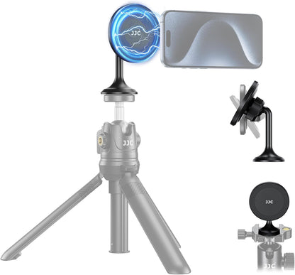 Magnetic Phone Tripod Mount Adapter with Arca Base&1/4" Screw Hole Compatible with MagSafe, 60° Tilt iPhone Tripod Holder for iPhone 17 16 15 14 13 12 Pro Max Plus, Selfie Stick Tripod Arca Ball Head