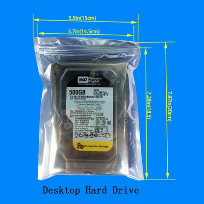 100pcs 5.9x7.87in/15x20cm Anti Static Bags,Premium ESD bags Resealable for 3.5'' SSD HDD with 100pcs Labels, Anti-static Bags for Hand Drive or Varieties of Electronic Device