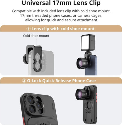 ULANZI CL-003 Phone Macro Lens, HD 75mm Phone Camera Lens for 17mm Thread, Compatible with iPhone Samsung Smartphone Cage Case with 17mm Adapter