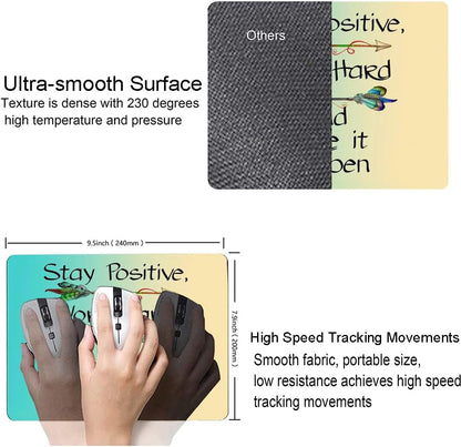 IMAYONDIA Mouse Pad - Inspirational Quotes, Waterproof, Non-Slip Rubber Base, Square Mouse Mat for Computer Laptop, Stay Positive