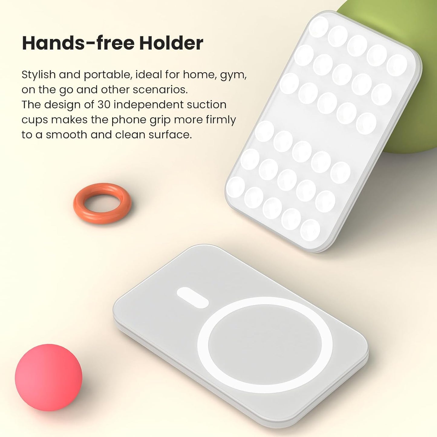 Patented Magnetic Sticky Phone Suction Grip Mount for MagSafe Case,Magnet Silicone Portable Stand Holder for iPhone 16/15/14/13/12 Series and Android, Hands-Free Selfies and Videos,Transparent