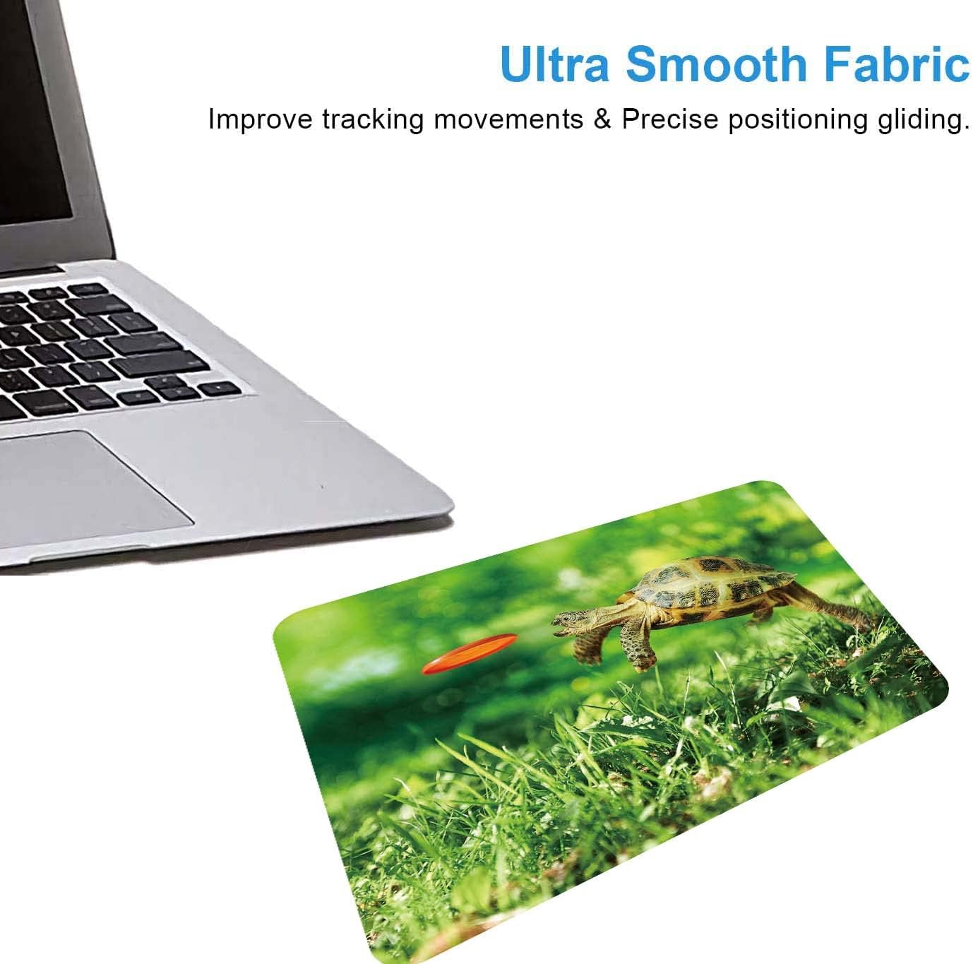 Cute Jumping Turtle Animal Mouse Mat, Square Waterproof Non Slip Rubber Base Mouse Pad for Office Laptop, 9.5"x7.9"x0.12" Inch