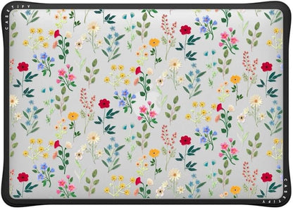 CASETiFY Impact MacBook Air 13" (M1/Intel) Case [Cushioned Impact Corners/Scratch-Resistant/Anti-Slip Grip] - Spring Botanicals 2 - Clear Black