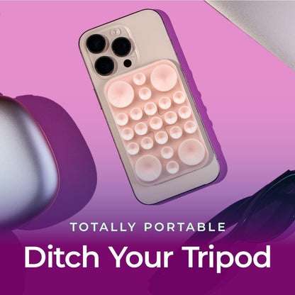 The Clingy Thingy Magnetic Sticky Phone Grip - Removable iPhone Suction Grip for Hands-Free FaceTime - Workouts, Influencers & Content Creator Essentials, Compatible with iPhone 12-16 (Pink Champagne)