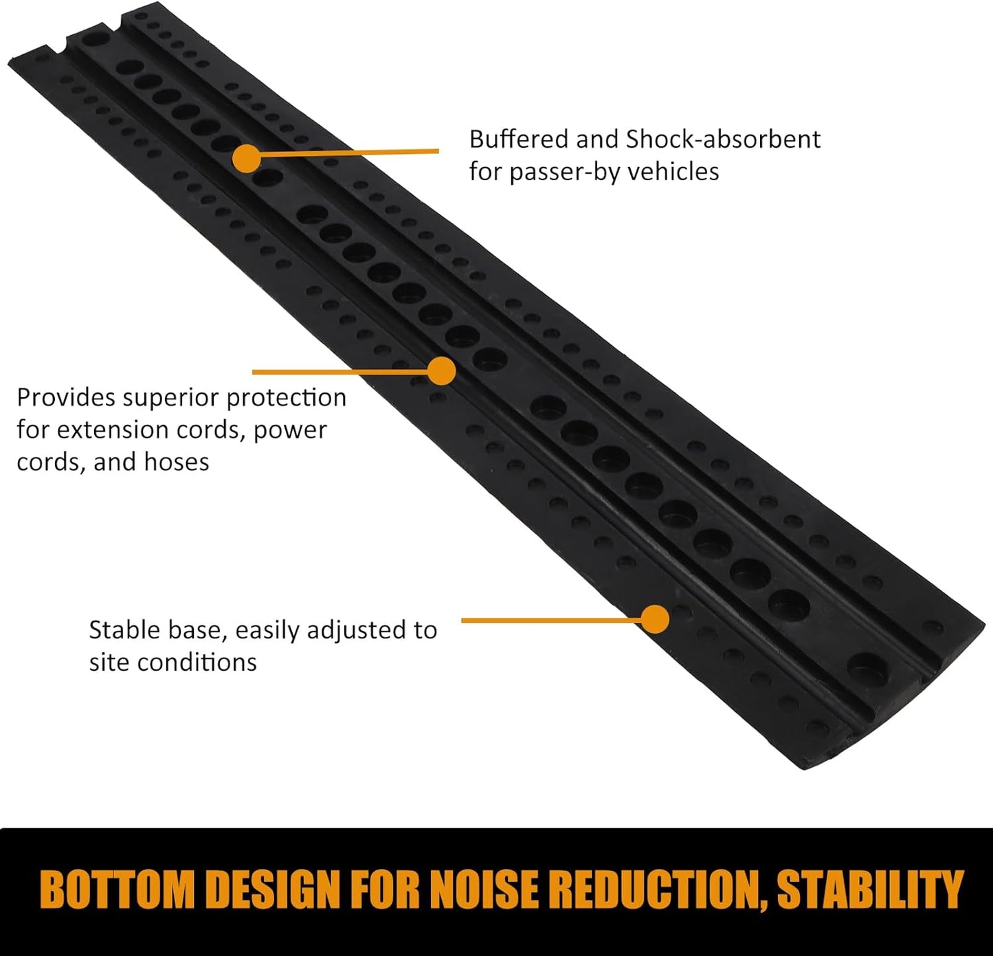 Garvee Speed Bump, 2 Pack 6 ft Rubber Speed Bumps for Asphalt Road Driveway, 25000 LBS Load Capacity Modular Cable Ramps Cable Protector Ramp Hose Protector Ramp with 2 Cord Channel