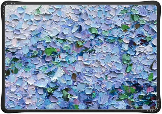 CASETiFY Impact MacBook Air 15" (M2-M4) Case [Cushioned Impact Corners/Scratch-Resistant/Anti-Slip Grip] - Nantucket Blue Hydrangeas - Clear Black