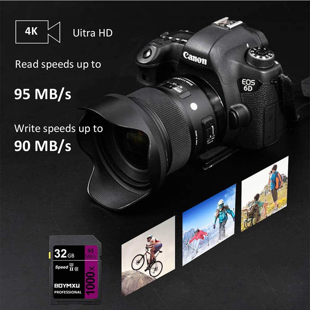 Professional 32GB Class 10 U3 Memory Card - Compatible with Computers, Cameras & Camcorders - Up to 95MB/s Read Speed - Purple/Black