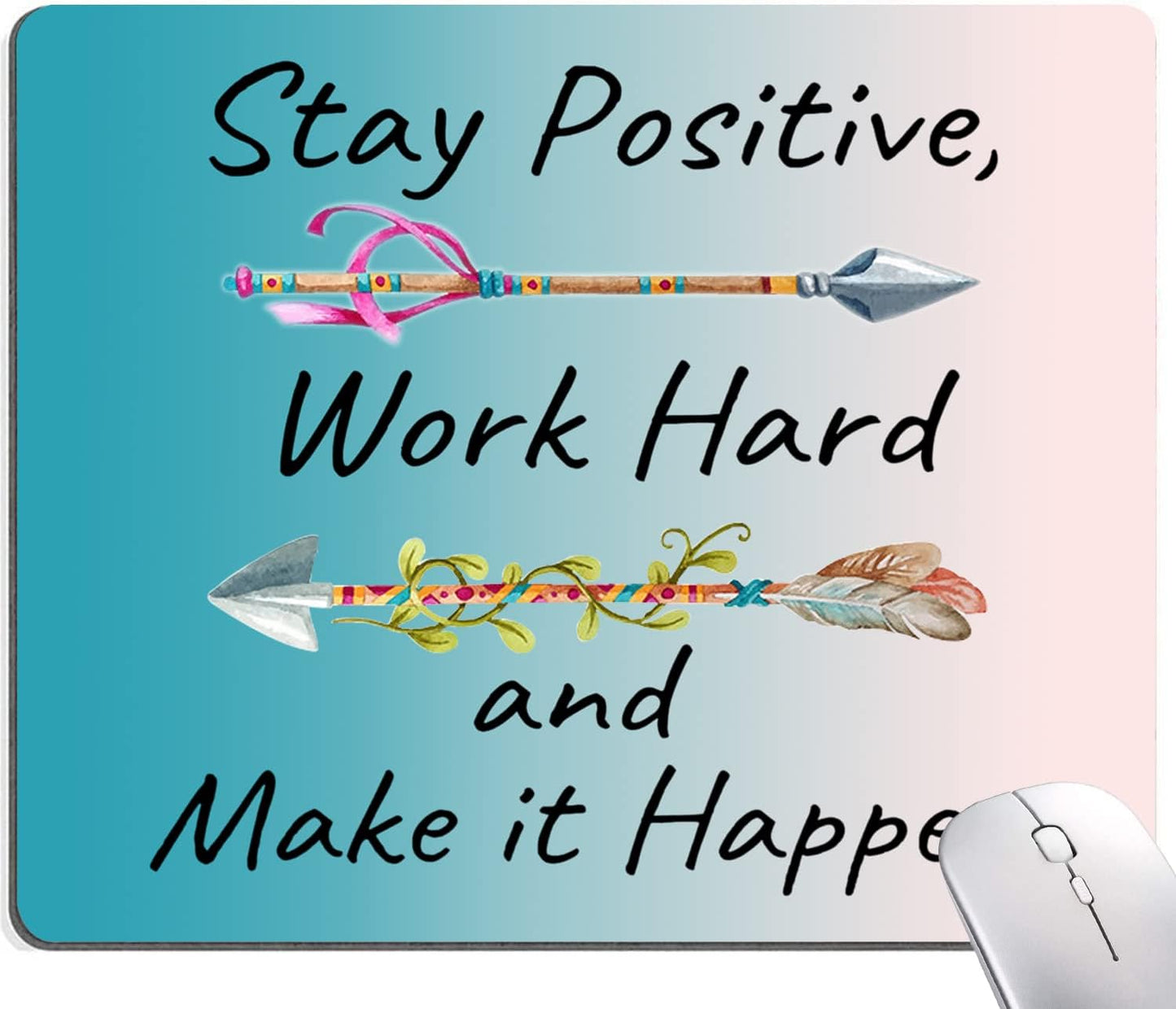 Mouse Pad, Premium-Textured Mouse Mat, Non-Slip Rubber Base Mousepad for Laptop, Computer & PC,9.5×7.9 in,Inspirational Quote Stay Positive