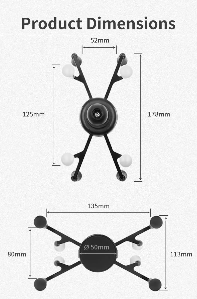 Strg Tablet Mount with Composite Double Socket Arm(Medium) for 6" Tablets, Tablet Holder Compatible with RAM Mount and All B Size 1" Ball Mounts Bases for Motorcycle Bike Car Truck etc