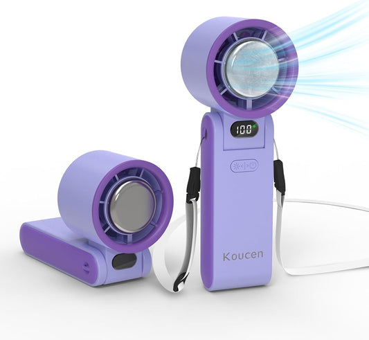 Portable Handheld Fan Rechargeable 100 Speeds Turbo Ice Cooling Fan Personal Mini Fan Small Foldable 3-IN-1 Neck/Desk/Hand Fan, Travel Essentials Gifts for Women Men/Violet