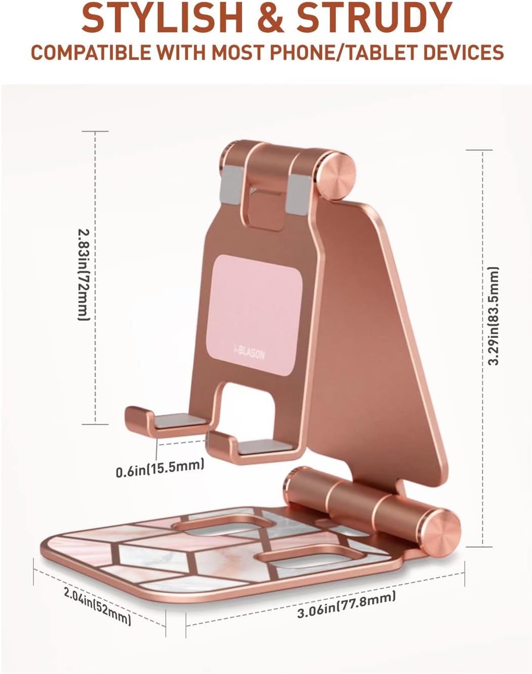 i-Blason Cell Phone Stand for Desk, Cell Phone Holder, Fits All Smart Phones, iPhone 16 15 14 13 Pro Max, Foldable Phone Stand Holder, Marble