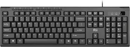 Rii RK907 Ultra-Slim Compact USB Wired Keyboard for Mac and PC,Windows 10/8 / 7 / Vista/XP (Black) (1PCS)