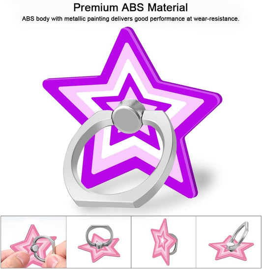 Bonoma Cute Star Phone Ring Holder, 3 Pack Universal Finger Ring Stand Grip Kickstand Ring, 360° Rotation Universal Stylish Stand Compatible with All Smartphones