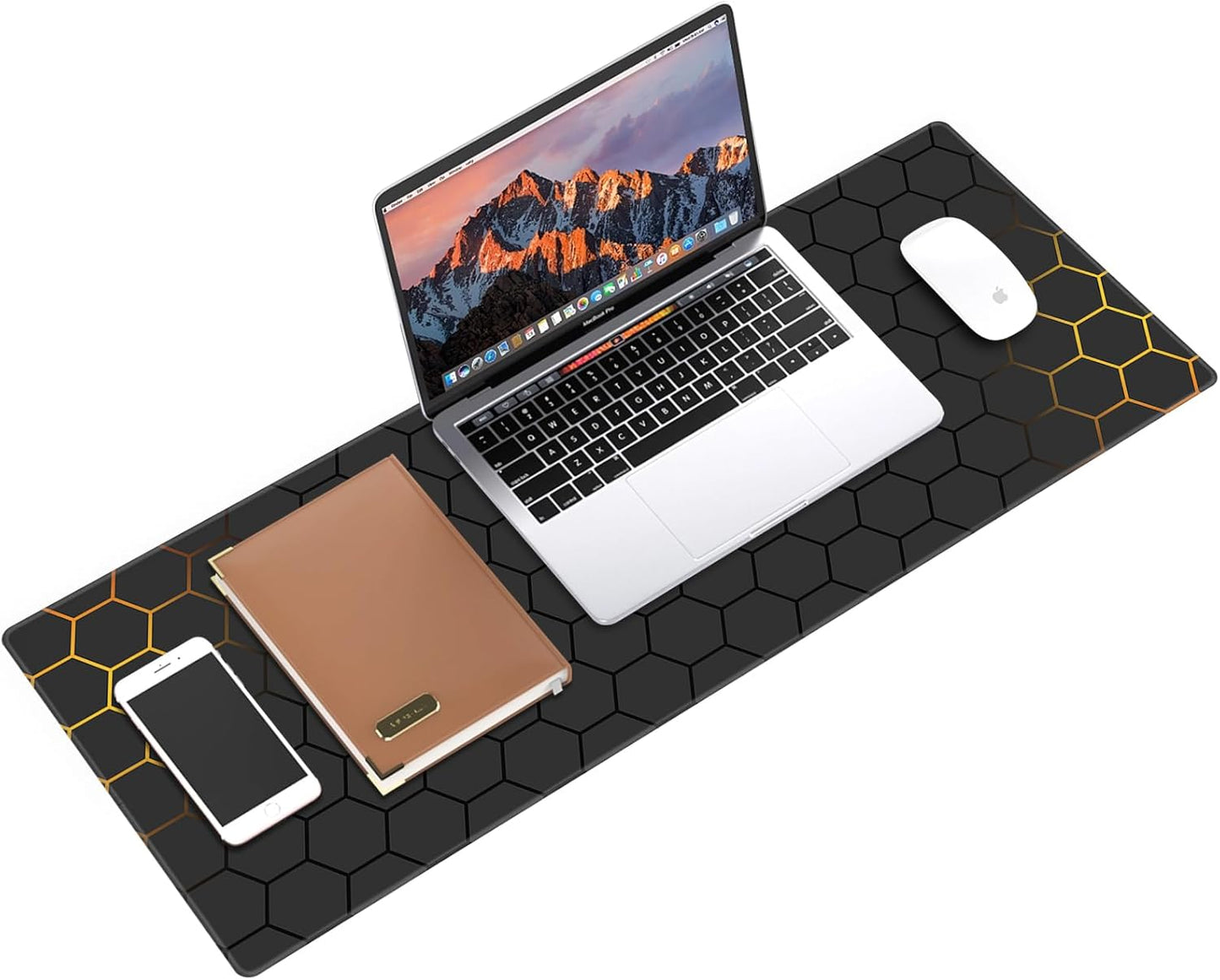 Galdas Gaming Mouse Pad XXL XL Large Long Extended Big Mousepad Non-Slip Rubber Keyboard Mouse Pad with Stitched Edges for Laptop Home Office (31.5x11.8x0.08 Inch) … (Grid)