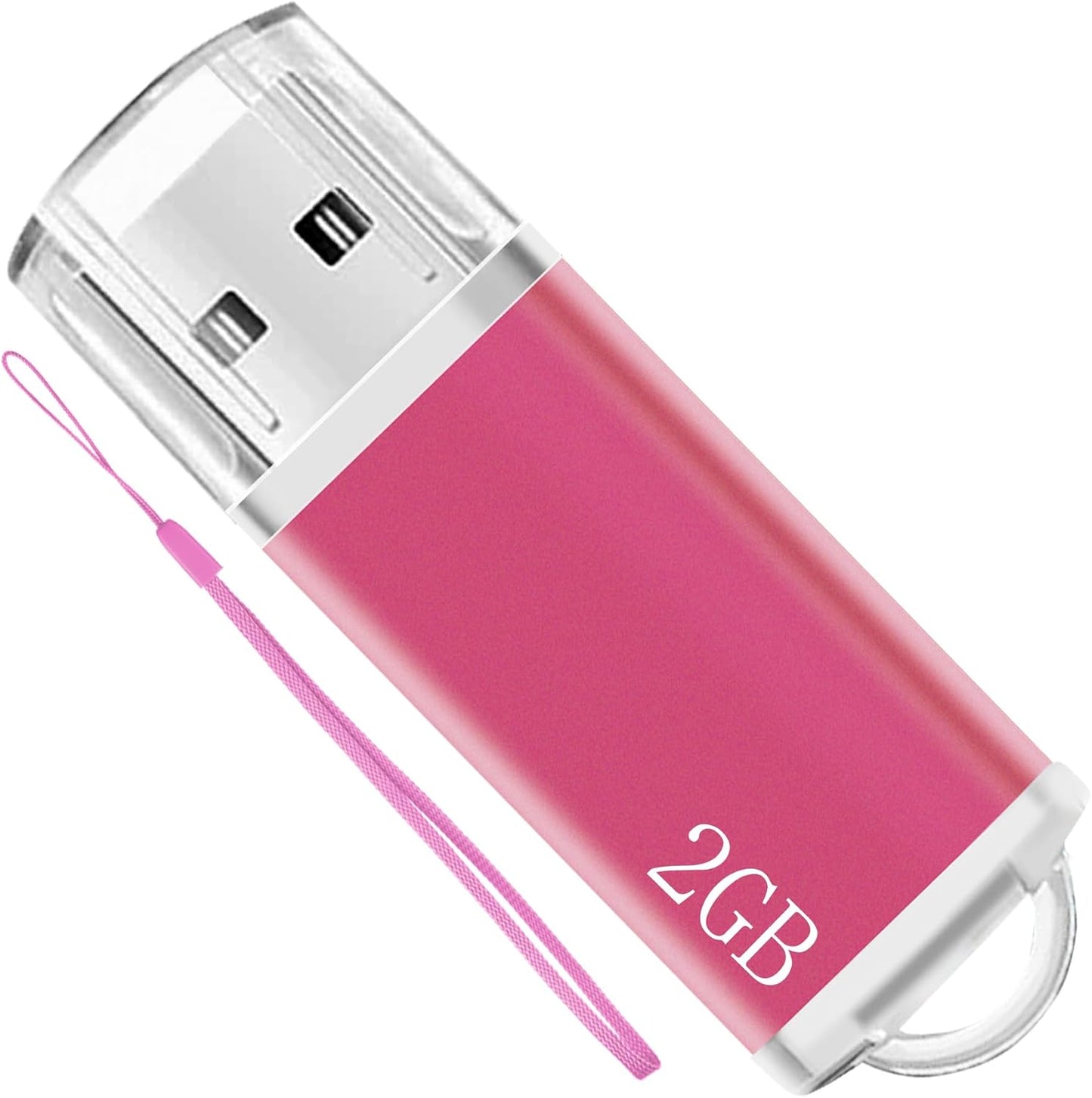Thumb Drives 2GB USB Flash Drive 1 Pack Zip Drive USB 2.0 Jump Drive Memory Stick Pendrrive with Lanyards (Pink)
