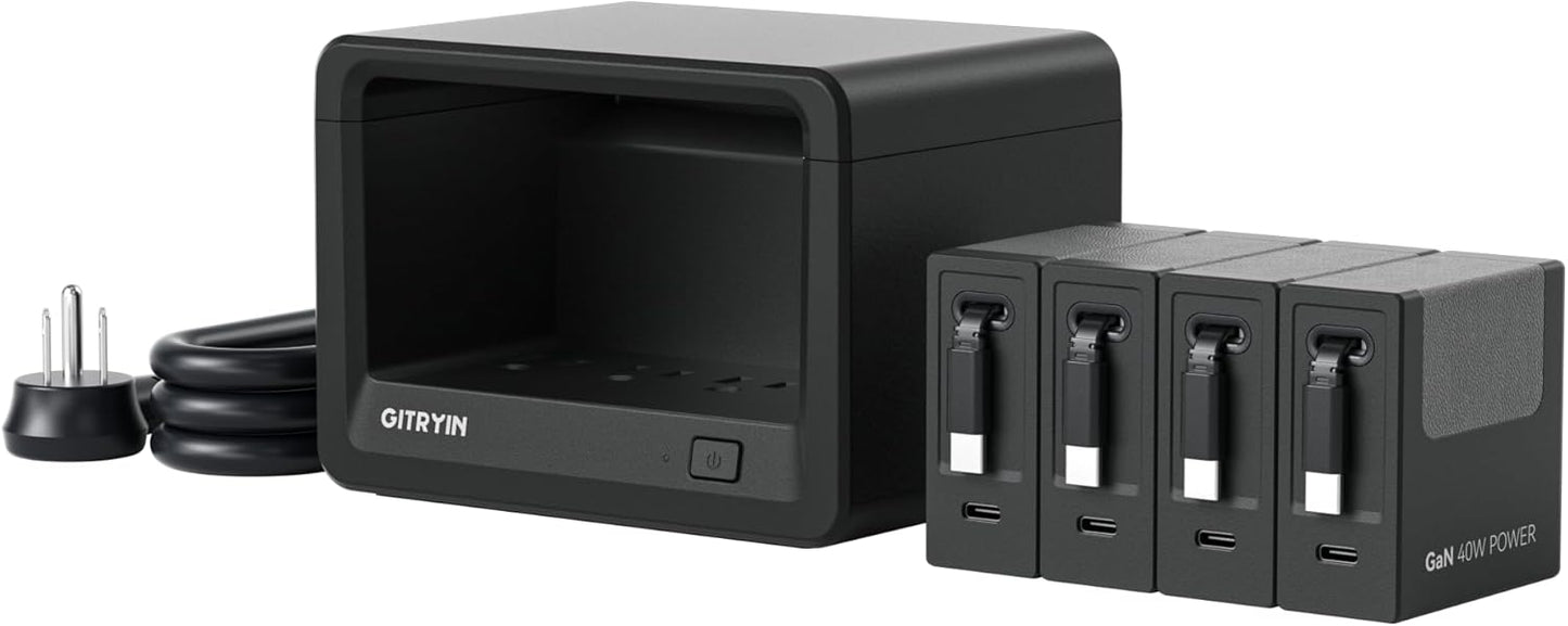 Gitryin 12-in-1 Desktop Charging Station with 4 Retractable Type-C Wall Chargers, 40W USB-C Power Strip with Flat Plug, Extension Cord with 1020J Surge Protection for Home Office