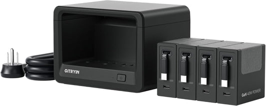 Gitryin 12-in-1 Desktop Charging Station with 4 Retractable Type-C Wall Chargers, 40W USB-C Power Strip with Flat Plug, Extension Cord with 1020J Surge Protection for Home Office