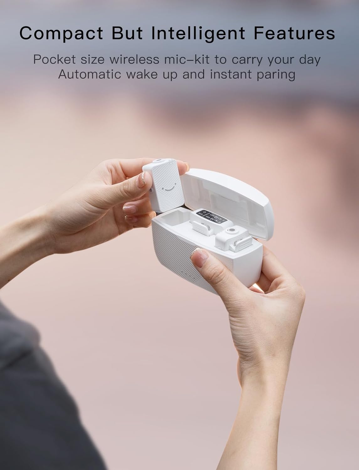 FIFINE Wireless Lavalier Microphone System, Lapel Dual Microphones Clip-on for Video Recording, Vlog, Interview, Podcast Mic Kit Compatible for iPhone, Camera, Smartphone, 30H Battery Life-M9 White