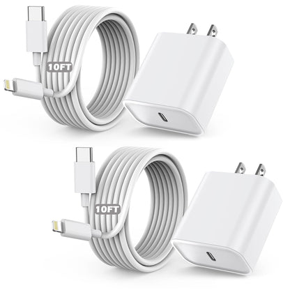 Fast Charger iPhone,10 Feet iPhone Charger,Super Fast Charging Block with 10Foot USB C to Lightning Cable Type C Wall Plug Charging for iPhone 14/14 Pro Max/14 Plus/13/13 Mini/12/11/X/XR/SE,iPad