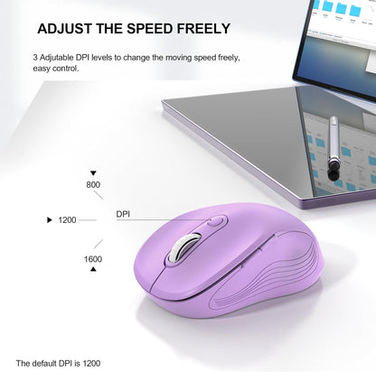 WisFox 2.4G Wireless Mouse for Laptop, Ergonomic Computer Mouse with USB Receiver and Type-C Adapter, 3 Adjustable Levels DPI, 6 Button Cordless Wireless Mice (Violate)