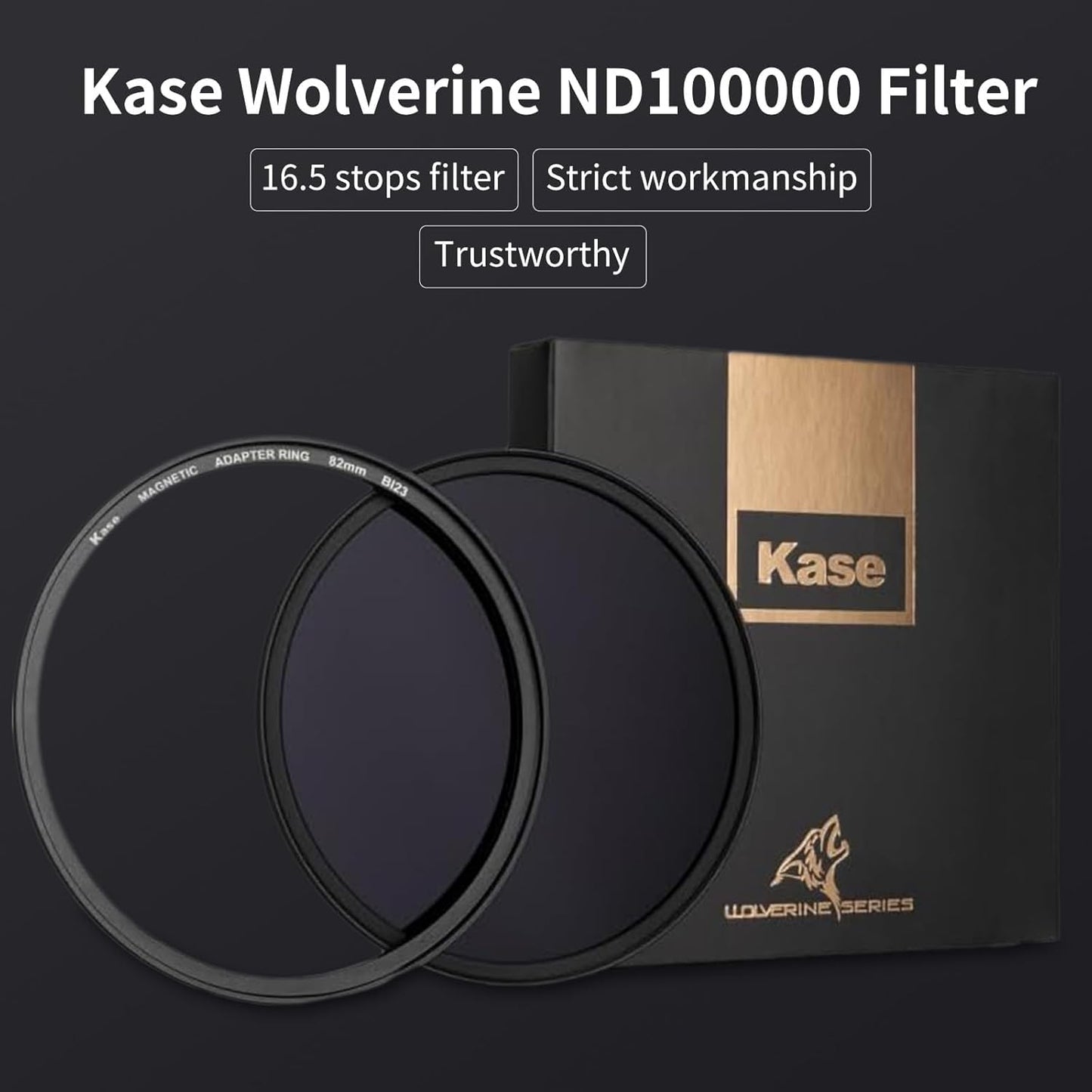 Kase Wolverine 82mm ND100000 16.5 Stop Magnetic Neutral Density Filters Incl Adapter